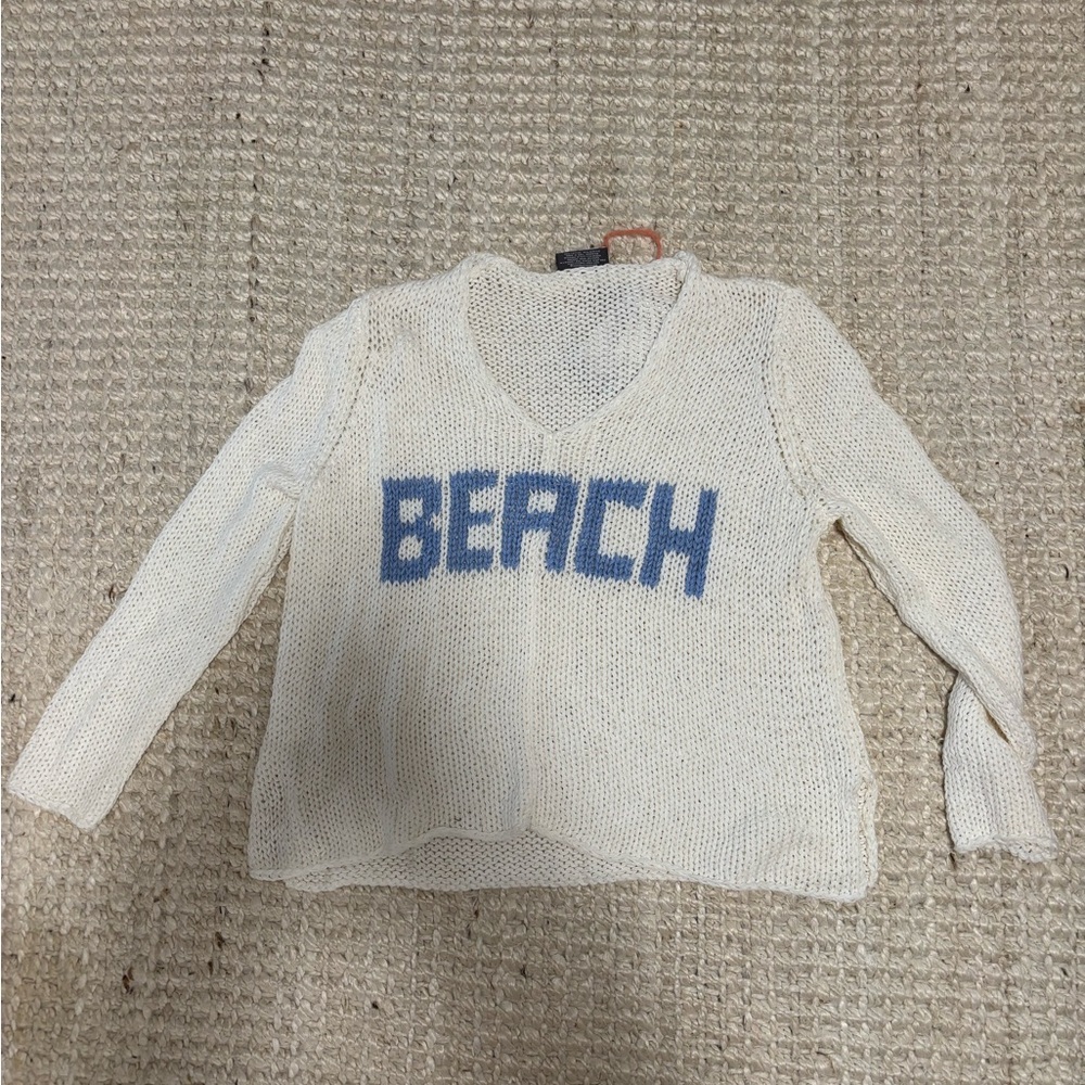 Wooden Ships Cream and Blue Beach Sweater